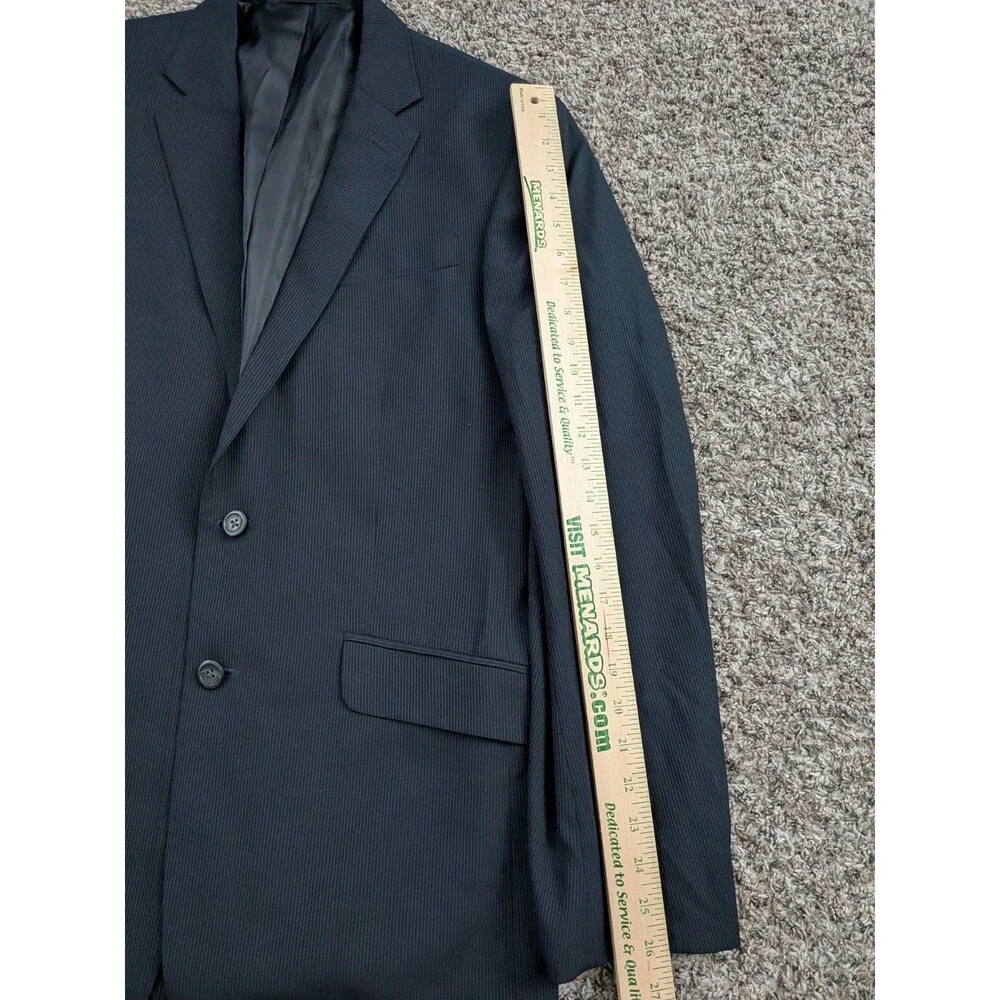 Kenneth Cole Reaction Blazer Jacket Mens 42L‎ Deep Navy Pin Striped